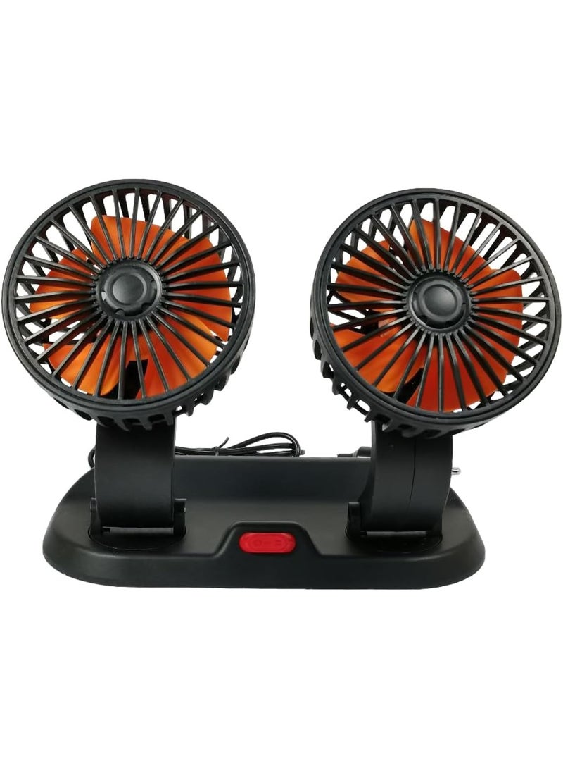 AGC Double-Headed Vehicle Fan, 360° Rotatable Dual Heads, Ultra Quiet, Strong Wind, Adjustable Speed, USB Powered, Ideal for Cars, Trucks, Office and Camping. - Image 1